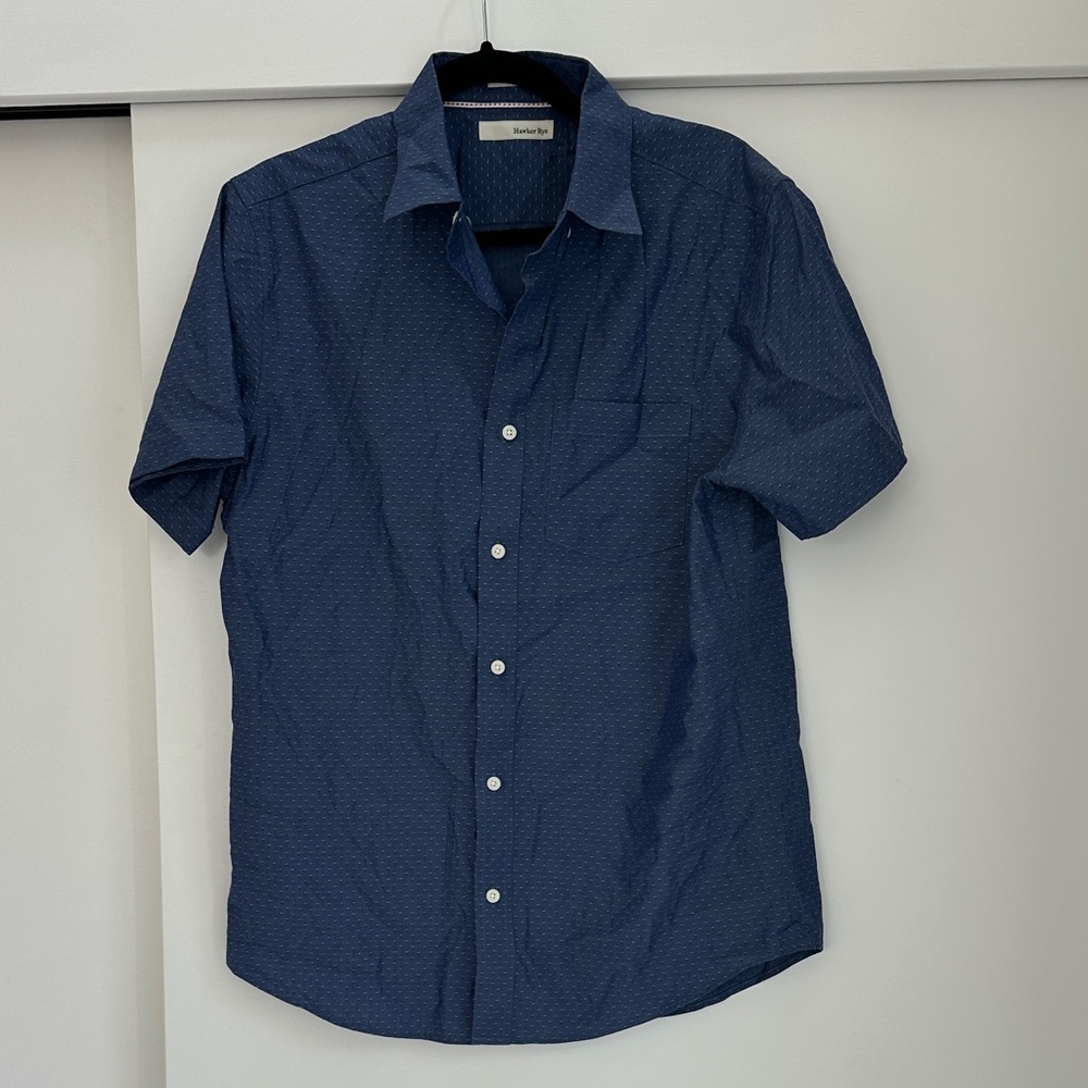 Hawker Rye Men's Navy Casual Button Down Shirt